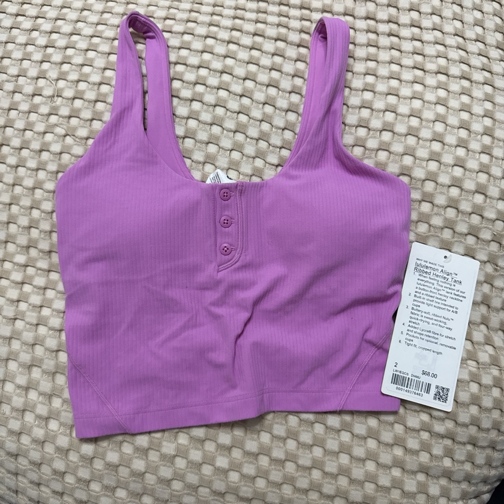 Lululemon Athletica Purple/Pink Ribbed Henley Tank
